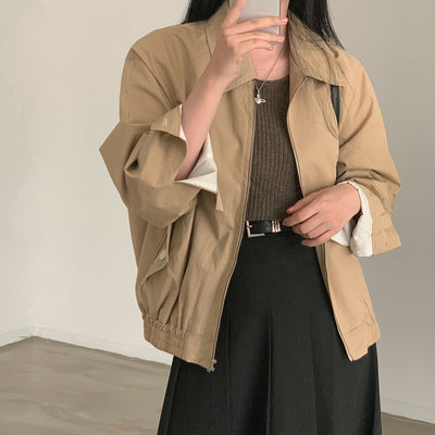 Simple Small Baseball Uniform Short Jacket Thin Jacket Top